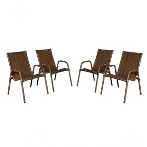 Cadeira Area, Jardim, Quintal Cor Bronze - Kit 4 Peças