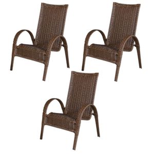 Cadeira Area, Jardim, Quintal Cor Bronze - Kit 3 Peças
