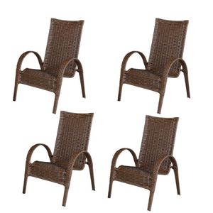 Cadeira Area, Jardim, Quintal Cor Envelhecido - Kit 4 Peças