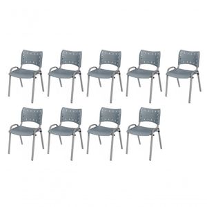 Cadeira Iso Base Cinza Escola, Escritório Cinza Kit 9 Un