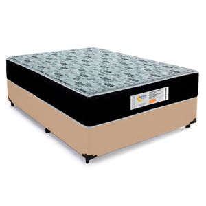 Cama Box Casal Sintético + Colchão Molas Ensacadas Sereneprime Sonnolux 138x188x65 Bege