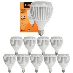 Kit 10 Lampada Led Alta Potencia 200w 6500k E40 Bvolt Foxlux
