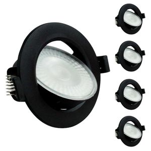 Kit 5 Spot Led 7w Redondo 6500k Preto Bivolt Foxlux