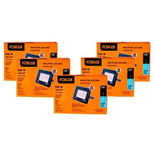 Kit 5 Refletor Led 100w Ip65 6.500k Bivolt Foxlux
