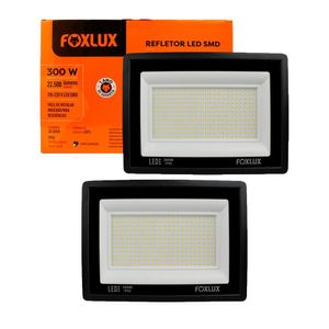 Kit 2 Refletor Led 300w 6500k Preto Bivolt Foxlux