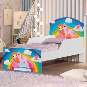 Mini Cama Princesa Unicórnio Arco íris Com Colchão
