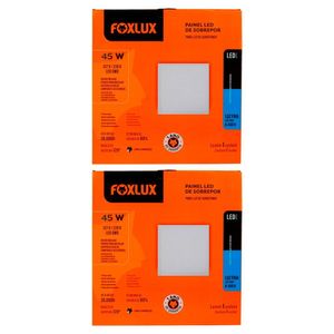 Kit 2 Painel Led 60x60 Quadrado Branco Sobrepor 45w 6500k Foxlux