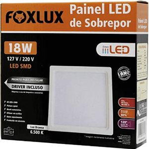 Painel Led 18w Downlight Bivolt 6500k Quadrado Sobrepor Foxlux