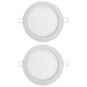 Kit 2 Painel Led 11,9x11,9 Redondo Branco Embutir 6w 6500k Foxlux