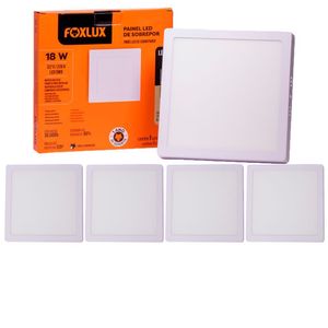 Kit 5 Painel Led Quadrado Sobrepor 18w 4000k Bivolt Foxlux