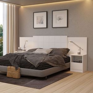 Cabeceira Casal Glamour Extensível 114,5x293x37 Cm Branco