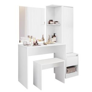 Penteadeira 1 Porta E 1 Gaveta Com Banqueta Amoudi Móveis Branco Branco