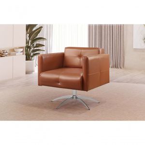 Poltrona Giratória Angra Base Cromada Cor:material Sintético Caramelo 302