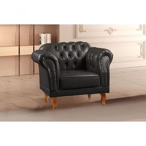 Kit 02 Poltronas Duque Chesterfield Capitonê Cor:couro Ecológico Preto 300