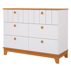 Comoda Biscoito Quarto Infantil Com 6 Gavetas Branco Acetinado nature