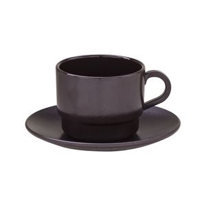 Xícara Elegance Para Chá Com Pires 250ml Marrom Em Policarbonato Linha Profissional Cook Vem