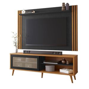 Conjunto Para Sala Rack Nt1175 E Painel Nt1375 Para Tv Até 60 Freijó Preto Tx Notável Móveis Freijó Trend/preto Tx