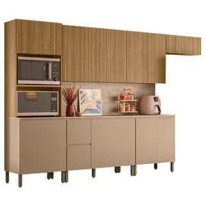 Armário De Cozinha Cp07 Com Tampo 120cm Minsk Vanilla-freijó Z06 - Mpozenato