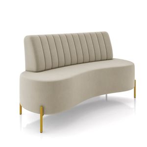 Sofá 2 Lugares Orgânico 2 Lugares 135cm Pé Ferro Dourado Maraú Veludo K01 D'rossi Bege