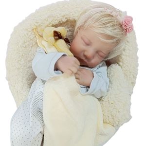 Bebê Reborn Menina Dormindo Loira Artesanal Cabelo Implantado Fio A Fio