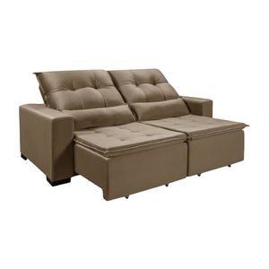 Sofá 5 Lugares Chicago 2.30 Mts Veludo Com Pillow Marrom