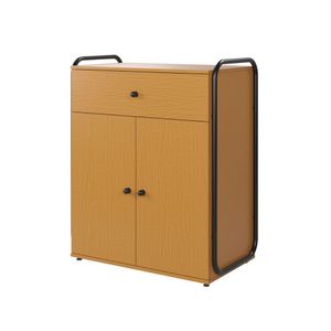 Armário Multiuso Organizador Estilo Industrial Com Gaveta E 2 Portas Escritório Quarto Nature