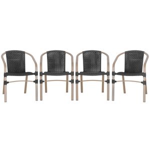 04 Cadeiras Floripa Aluminio Pintura Fendi Trama Original Preto