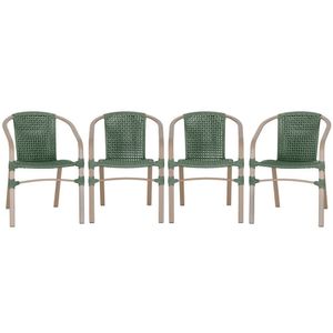 04 Cadeiras Floripa Aluminio Pintura Fendi Trama Original Verde