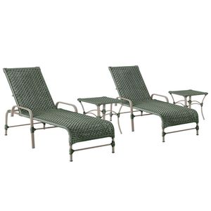 2 Espreguiçadeiras Catar 2 Mesas Garden Corda Náutica Trama Verde