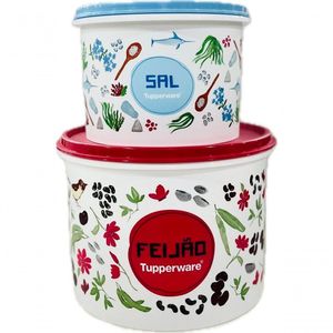 Tupperware Kit 2 Peças Porta Feijão E Sal Floral