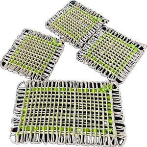Kit 4 Peças Descanso De Panela Esteira Sisal Verde Neon