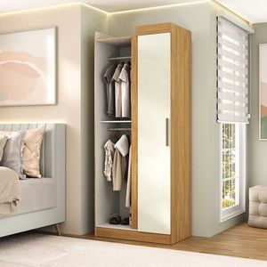 Guarda-roupa Canto Reto 2 Portas Paris Cinamomo-off White