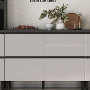 Balcão 1 Porta 4 Gavetas 120cm Em Mdf Sem Tampo E Dobradiças Slow Motion Lumina Itatiaia Grafite/fendi