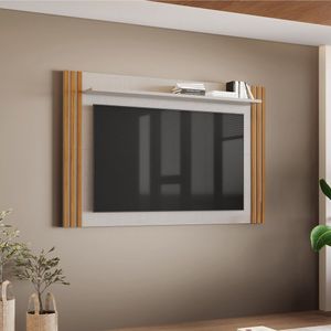 Painel Ripado Para Tv Até 75 Polegadas Off White/freijó Trend