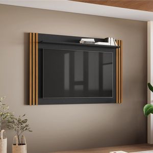 Painel Ripado Para Tv Até 65 Polegadas Preto Tx/ Freijó Trend