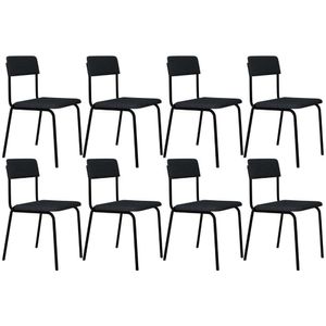 Kit 08 Cadeiras Estofada Para Sala De Jantar Lyam Decor Sense Preto C01 Linho Cinza
