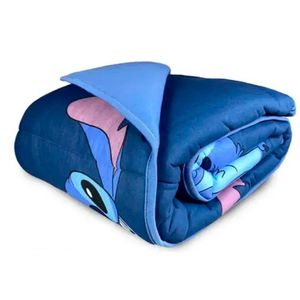 Edredom Portallar Solteiro Malha 100% Algodão Disney Big Stitch 150mx220m Azul