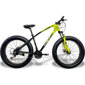 Bicicleta Fat Bike Aro 26 Freios Disco Alumínio Shimano Quadro 19 GTR-X Amarelo Preto