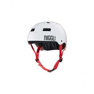 Capacete Niggli Branco Fita Vermelha Pro Brilho