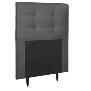 Cabeceira Estofada Cama Box Solteiro 90 Cm Lorena Suede Suede Cinza