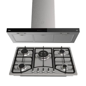Kit Inox Cooktop A Gás 5 Bocas E Coifa De Ilha 90 Cm Oster 110V
