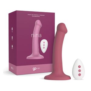 Dildo Com Ventosa E Vibrador Recarregável Go Vibe Nina Rosa