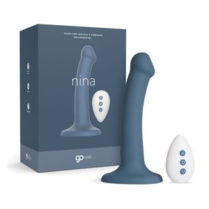 Dildo Com Ventosa E Vibrador Recarregável Go Vibe Nina Azul