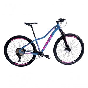 Bicicleta Aro 29 Ksx Sd7 Feminina 12v Garfo Com Trava K7 11/50 Freios Hidráulicos Kit 1x12 - Azul/rosa Tam. 17