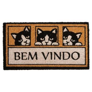 Capacho Fibra De Coco Estampado 31 Bege-preto 0,33x0,60m