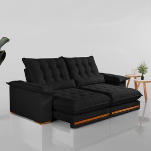Sofá Retrátil E Reclinável 2 Lugares 210cm Preto