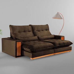 Sofá Retrátil E Reclinável 2 Lugares 250cm Santorini Marrom