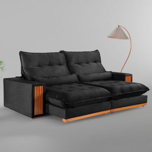 Sofá Retrátil E Reclinável 2 Lugares 290cm Santorini Preto