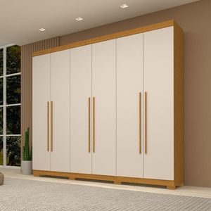 Guarda-Roupa Casal Itália 6 Portas Com 4 Gavetas 100% Mdf Linhamobília Cinamomo/off White
