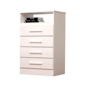 Cômoda Infantil Haiti 4 Gavetas E Nicho Superior 100% Mdf Linhamobília Branco